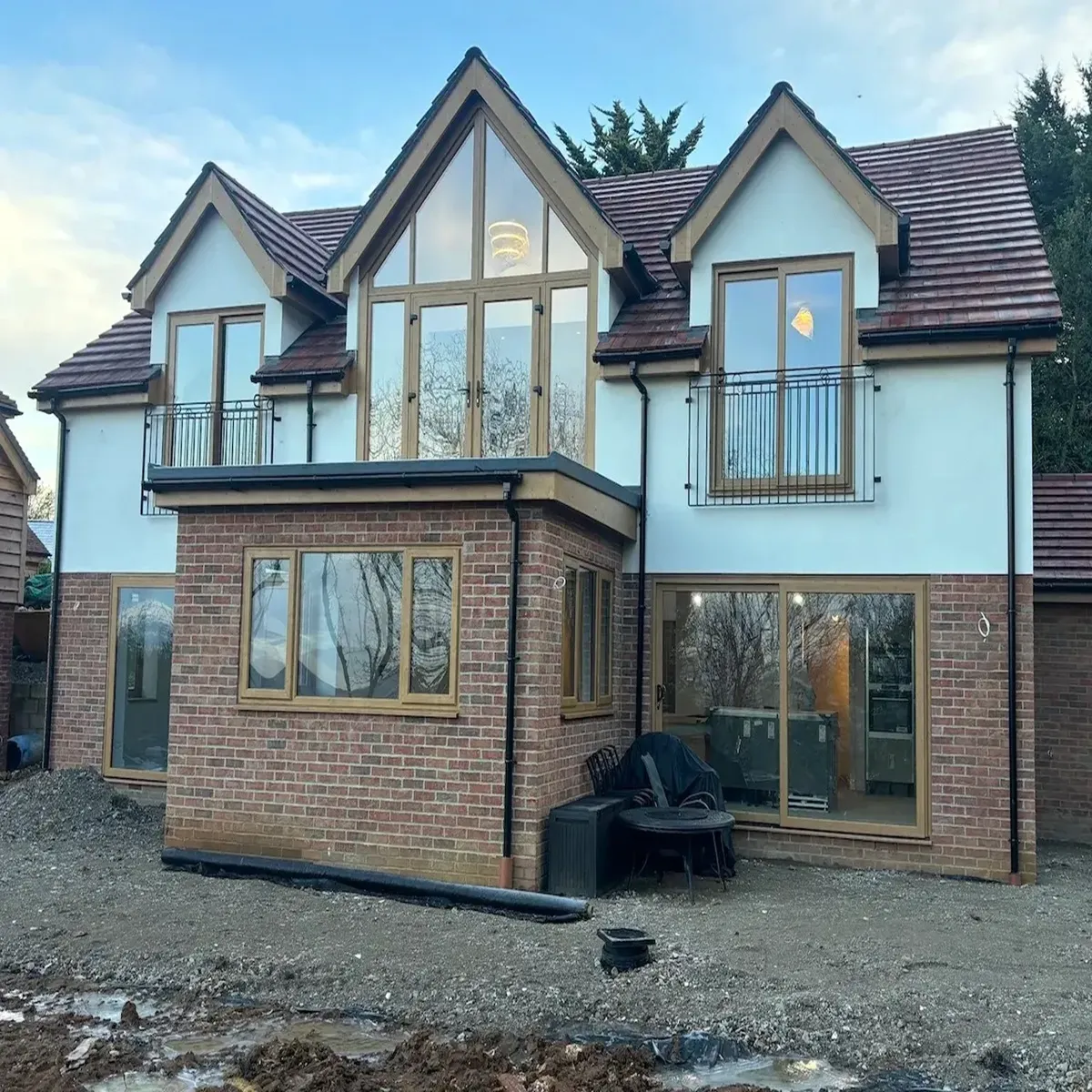 A large house with a lot of windows.